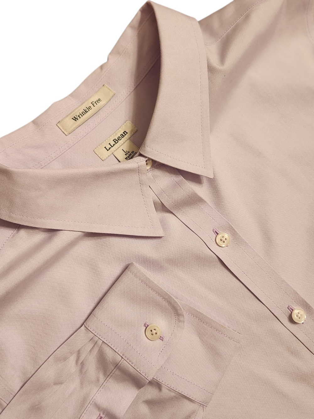 L.L. Bean Men's Size L Wrinkle-Free No-Iron Light Purple Dress Shirt Work Office